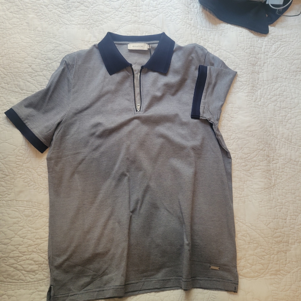 Bugatchi Blue Polo Shirt with Navy Accents